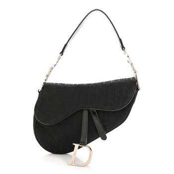 CHRISTIAN DIOR Monogram Saddle Bag Black