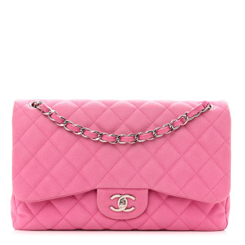 CHANEL Iridescent Caviar Quilted Jumbo Double Flap Pink