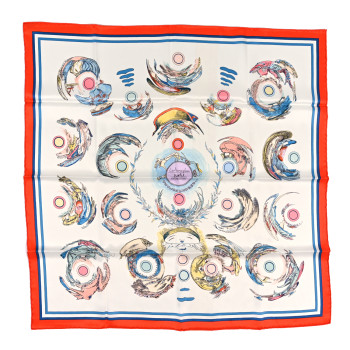 HERMES Silk Les Anamorphoses Scarf 70 Bleu Glacier 1275593