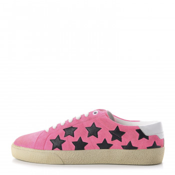 SAINT LAURENT Suede Star Court Sneakers 38 Pink Black