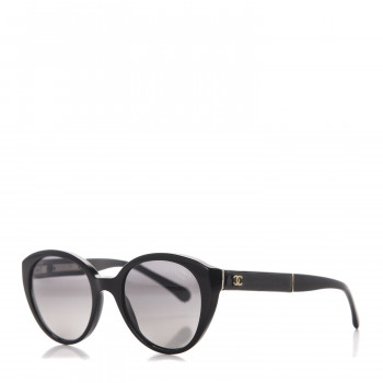 CHANEL Polarized Round CC Sunglasses Black