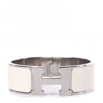 HERMES Enamel Wide Clic Clac H Bracelet PM White