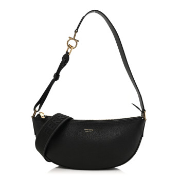 SALVATORE FERRAGAMO Hammered Calfskin Small Smile Hobo Black