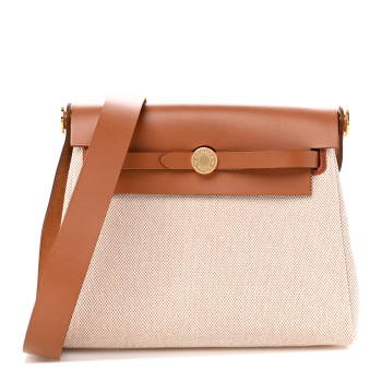 HERMES Military Toile Vache Hunter Herbag Zip Retourne 20 Ecru Beige Fauve