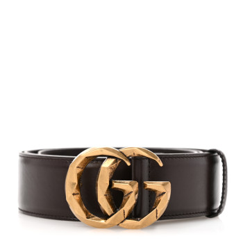 GUCCI Textured Dollar Calfskin Double G 40mm Belt 95 38 Dark Cocoa