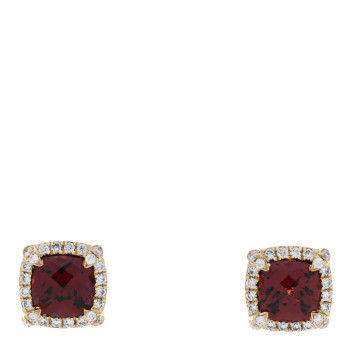 DAVID YURMAN 18K Yellow Gold Diamond Garnet Petite Chatelaine Bezel Stud Earrings