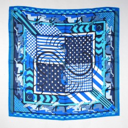 HERMES Silk Steeple Chase Scarf 90 Turquoise Ciel Marine
