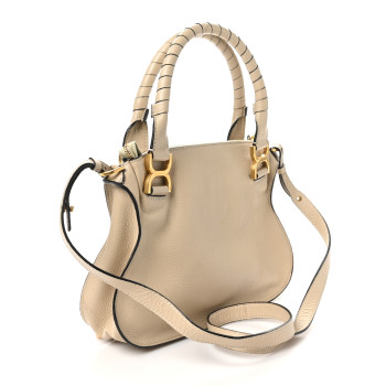 CHLOE Calfskin Small Marcie Satchel Root Beige
