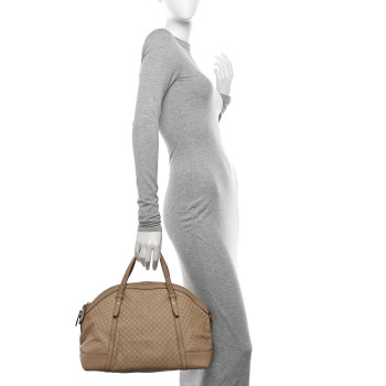 GUCCI Calfskin Microguccissima Medium Nice Top Handle Dome Bag Beige