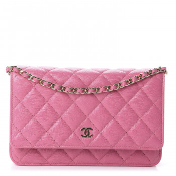 CHANEL Caviar Quilted Wallet on Chain WOC Pink