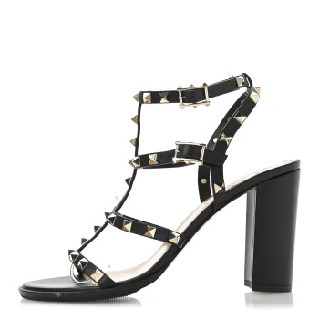 VALENTINO GARAVANI Calfskin Rockstud 60mm City Sandals 39 Black