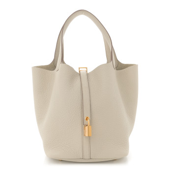 HERMES Taurillon Clemence Picotin Lock 22 MM Beton