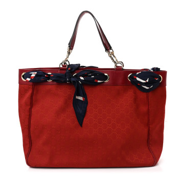 GUCCI Monogram Large Positano Tote Red