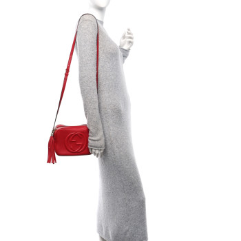 GUCCI Pebbled Calfskin Small Soho Disco Bag Vibrant Red