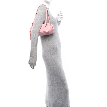 VERSACE Lambskin Tag Bowling Bag Light Pink