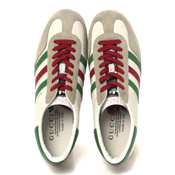 GUCCI X ADIDAS Suede Madeira Gazelle Wedge Sneakers 40.5 Oatmeal White New Shamarock Hibiscus Red