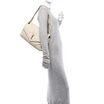 SAINT LAURENT Grained Lambskin Large Calypso Blanc Vintage