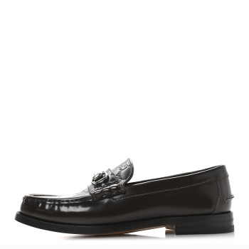 GUCCI Calfskin GG Embossed Horsebit Loafers 8 Cocoa