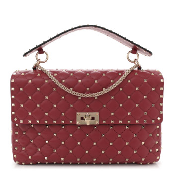 VALENTINO GARAVANI Nappa Large Rockstud Spike Shoulder Bag Rubino