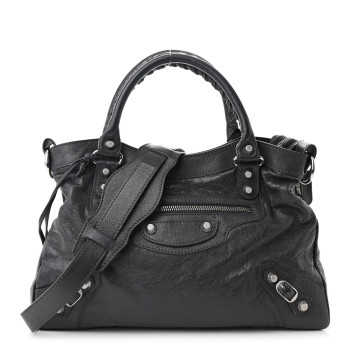 BALENCIAGA Agneau Giant 12 Silver Hardware Town Gris Fossile