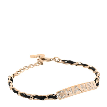 CHANEL Metal Lambskin Crystal Sergeant Chanel Bracelet Gold