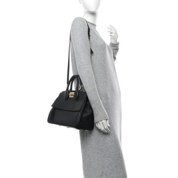 SALVATORE FERRAGAMO Calfskin Medium Studio Bag Black