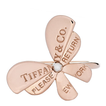 TIFFANY 18K Rose Gold Sterling Silver Return to Tiffany Love Bugs Butterfly Ring 52 6