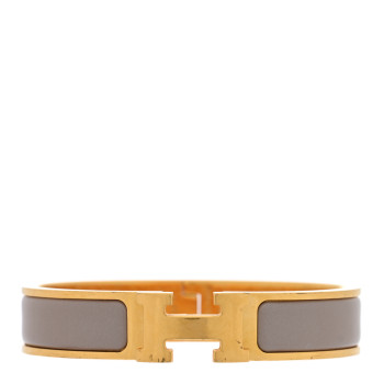 HERMES Enamel Narrow Clic Clac H Bracelet PM Marron Glace