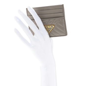 PRADA Nappa Impunture Logo Card Holder Pomice