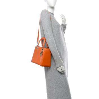 CHRISTIAN DIOR Snakeskin Medium Lady Dior Orange