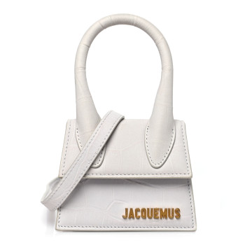 JACQUEMUS Suede Crocodile Embossed Le Chiquito Grey