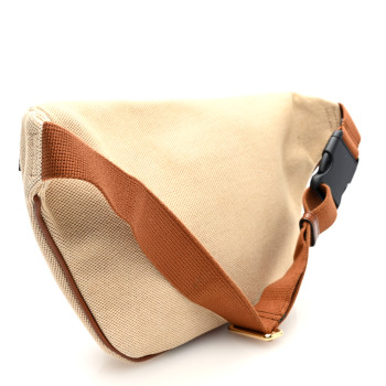 GUCCI Vintage Canvas Web Belt Bag Sand Cuir