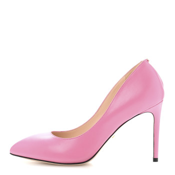 GUCCI Malaga Kid GG Split Back Pumps 38.5 Pink Tropical Flower