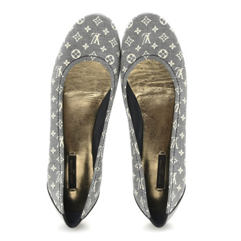LOUIS VUITTON Canvas Patent Monogram Ballerina Flats 39.5 Grey