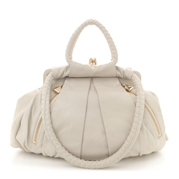 CHRISTIAN LOUBOUTIN Calfskin Loubette Shoulder Bag White