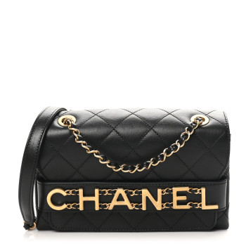 CHANEL Calfskin Quilted Small Enchained Flap Black