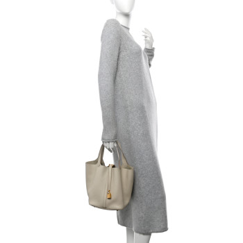 HERMES Taurillon Clemence Picotin Lock 22 MM Beton