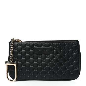 GUCCI Microguccissima Key Ring Coin Case Black
