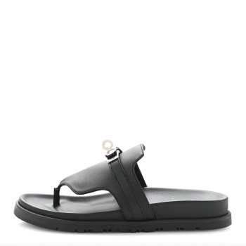 HERMES Calfskin Womens Empire Sandals 35 Black