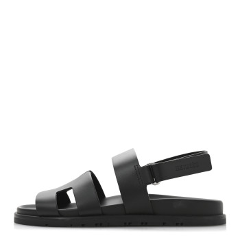 HERMES Calfskin Womens Genius Sandals 39.5 Black