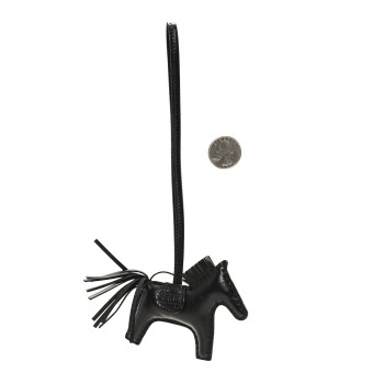 HERMES Milo Lambskin Matte Alligator Touch Grigri Rodeo Horse Bag Charm PM So Black