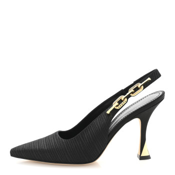LOUIS VUITTON Embroidered Fabric Sparkle Slingback Pumps 38.5 Black