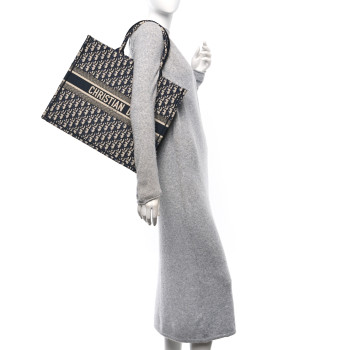 CHRISTIAN DIOR Oblique Large Book Tote Blue Multicolor