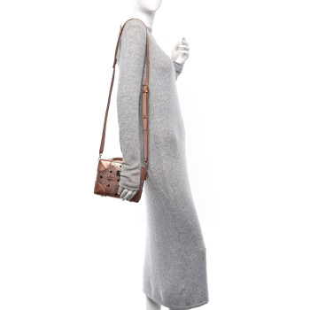 MCM Metallic Visetos Berlin Top Handle Crossbody Champagne