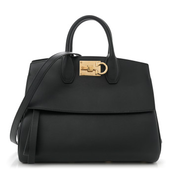 SALVATORE FERRAGAMO Calfskin Medium Studio Bag Black