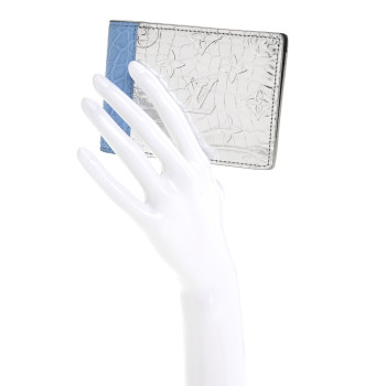 LOUIS VUITTON Metallic Alligator Multiple Wallet Blue