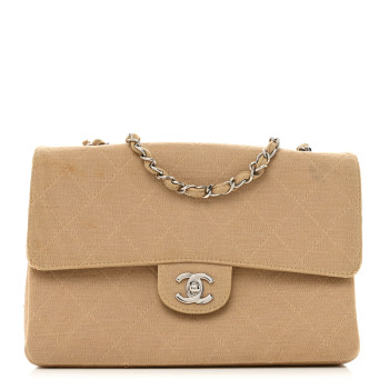 CHANEL Jersey Quilted Medium Single Flap Beige