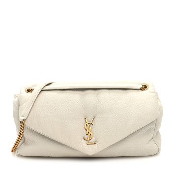 SAINT LAURENT Grained Lambskin Large Calypso Blanc Vintage