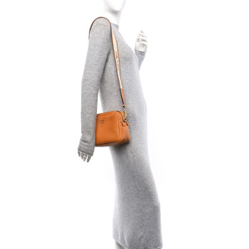 PRADA Vitello Daino Soft Medium Double Zip Shoulder Bag Amber