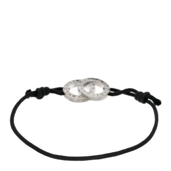 BULGARI Sterling Silver BVLGARI BVLGARI Interlocking Circles Adjustable Cord Bracelet Black